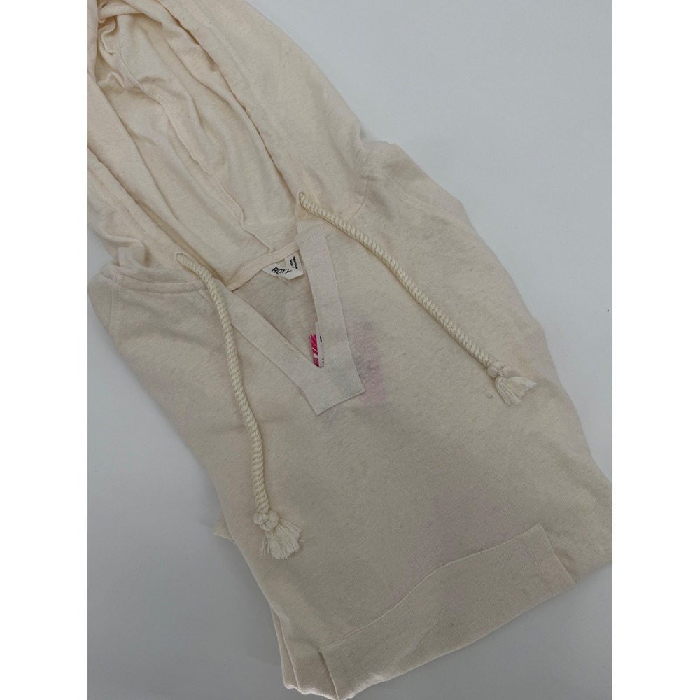 Roxy Destination Beach Surf Hoodie Cream Off-White Split Neck Pullover New